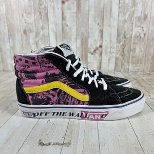 Vans Sk8-Hi Womens 9 Black Pink Green Graphic Print High Top Sneakers
